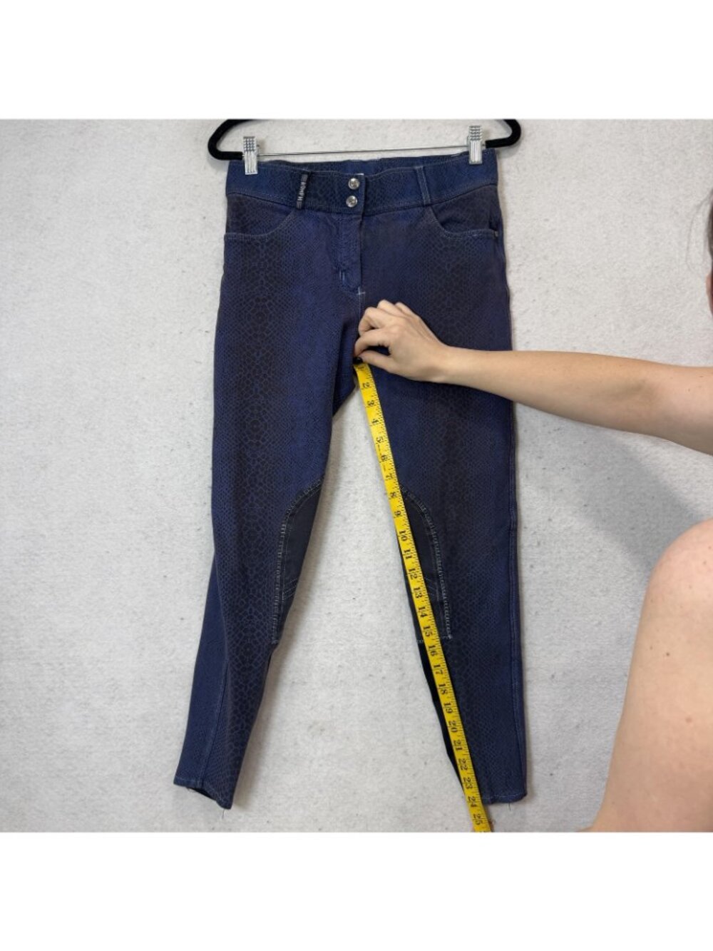 ROMFH Pants Womens 26R Blue Animal Print Twill Jegging Stretch Riding Pockets - Picture 7 of 9
